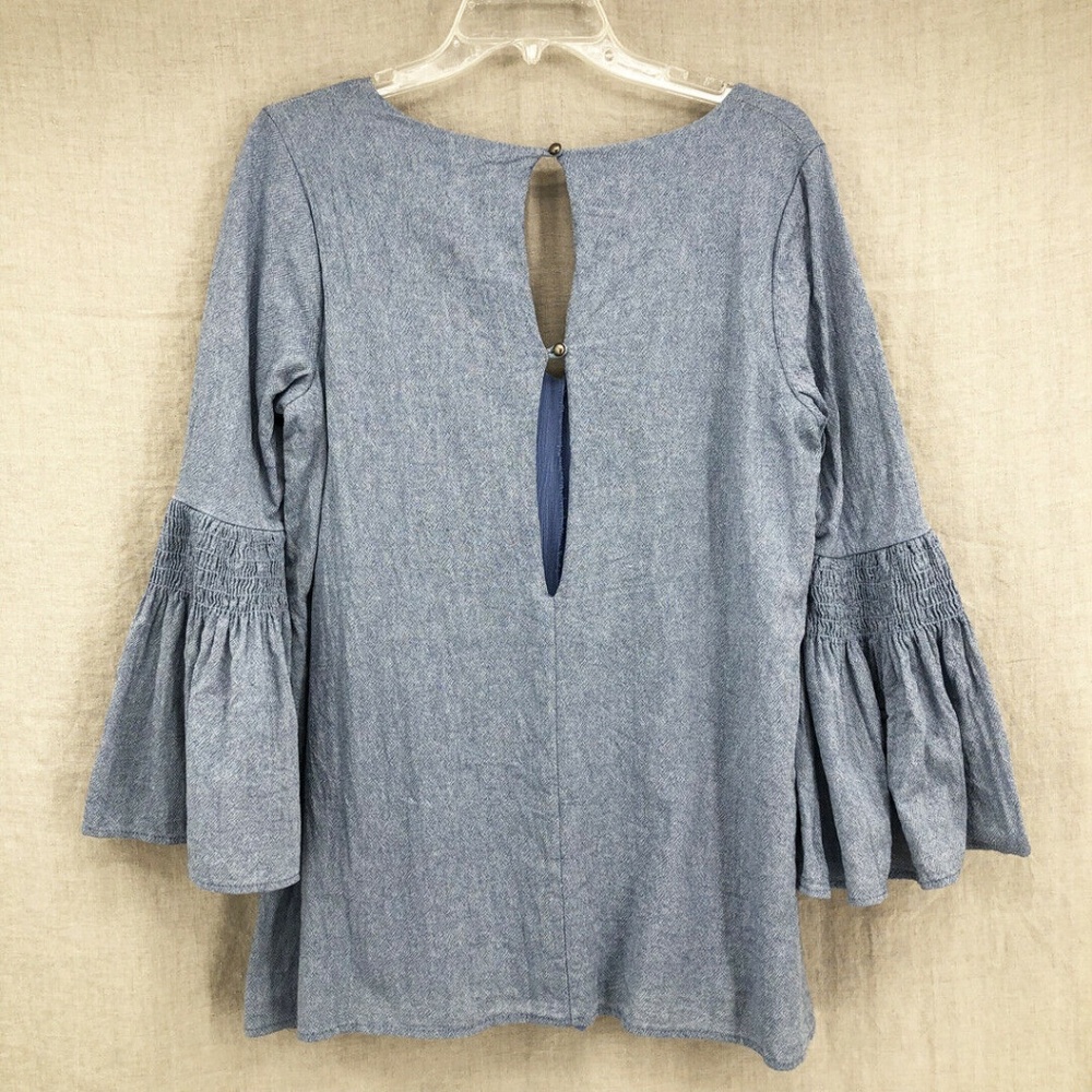FREE PEOPLE Blue Chambray Mini Dress Romper - Picture 4 of 7